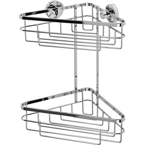 Croydex Flexi Fix Rust Free 2 Tier Corner Showe Caddy Basket - Brockham (1/4)