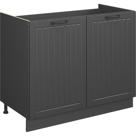 Spülenunterschrank Fame-Line, Dunkelgrau/Anthrazit, 100 cm ohne Arbeitsplatte, Vicco (1/5)