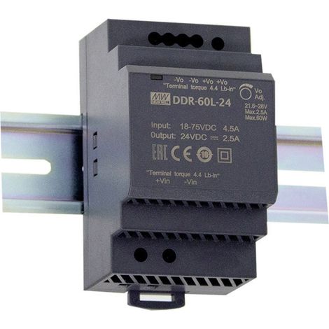 MEAN WELL DDR-60G-24 Hutschienen-DC/DC-Wandler (DIN-Rail)  24 V/DC 2.5 A 60 W Anzahl Ausgänge:1 x  I