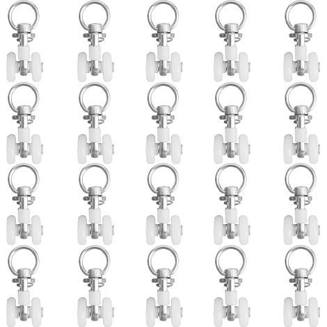 20pcs Rouleaux de Rail de Rideaux,Rouleaux de Rail,Rouleaux de Tringle à Rideaux GlissièRes,Poulie Silencieuse,Rail de Rideaux FenêTre Double Rail Rouleau,pour Rails de Rideau de Windows (1/4)