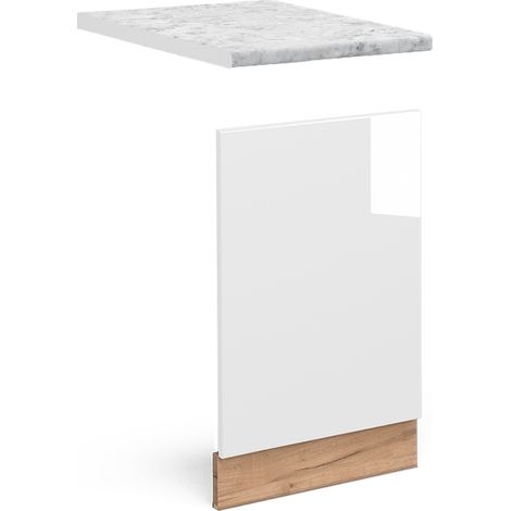 Frontblende Fame-Line, Weiß Hochglanz, 45 cm , AP Marmor, Vicco