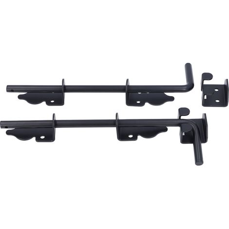 Lot de 2 loquets de sol pour portail, 30 cm (12 pouces), en métal robuste avec revêtement en poudre noir, tige de verrouillage pour portail simple ou double, porte de clôture ou porte en bois. (1/5)