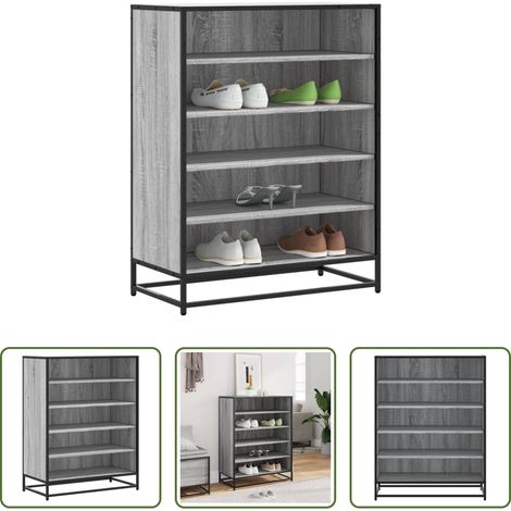 Holzwerkstoff - Schuhschrank Grau Sonoma 75x38x97,5 cm Holzwerkstoff Metall (1/5)
