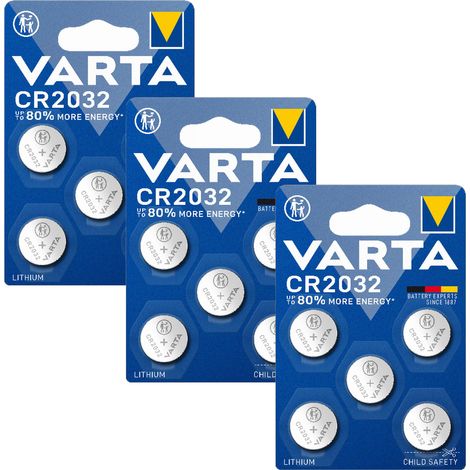Pile bouton au lithium Varta CR 2032 pour télécommande de montre 3V (lot de 5 x 3) (1/4)