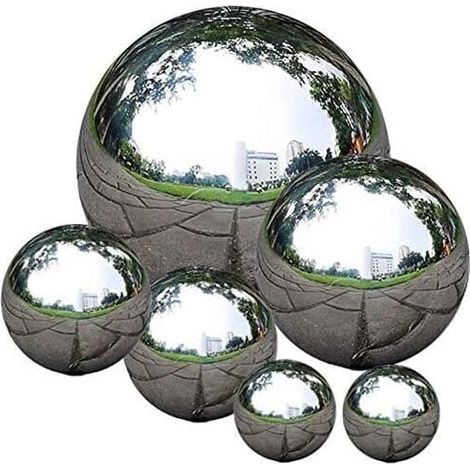 Boule réfléchissante flottante en acier inoxydable poli miroir, 50 à 150 mm, pour décoration de jardin, 6 pièces