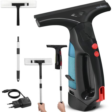 Lhowv-1307 Aspirateur De Fenêtre Sans Fil Kit De Nettoyage De Vitres Avec Lance Télescopique Nettoyeur De Vitres Utilisable Jusqu'à 25 Min Arroseur Intégré Détergent De Nettoyage, (1/5)