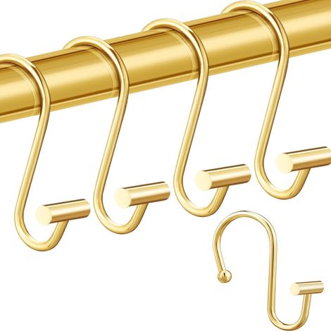 Set di 12 anelli decorativi in ottone per tende da doccia, adatti alle aste doccia del bagno.