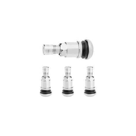 Set mit 4 Metallventilen für Aluminiumfelgen, silberne Stahlventile für Aluminiumfelgen, 11,3 mm Autoreifenventil, universelles Ventilloch, Autofelgenventile (1/4)