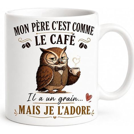 Mug Papa Humour avec Hibou et Citation Drôle Tasse Café Céramique pour fête des pères Idée Cadeaux Anniversaire (1/5)