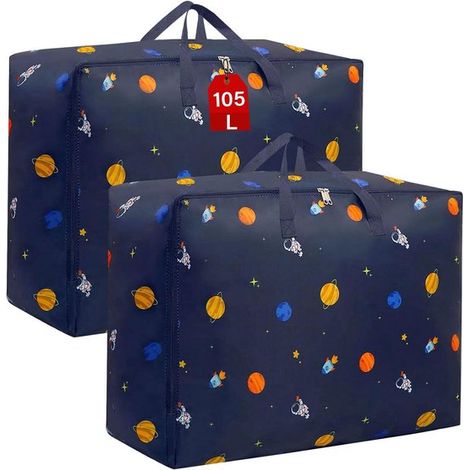 - Bolsa de almacenamiento de 105 L - 2 piezas - Impermeable - Bolsas de almacenamiento para debajo de la cama - Bolsas para ropa - Bolsillos para mudanzas - Resistente y duradera - Bolsa de almacenami (1/5)