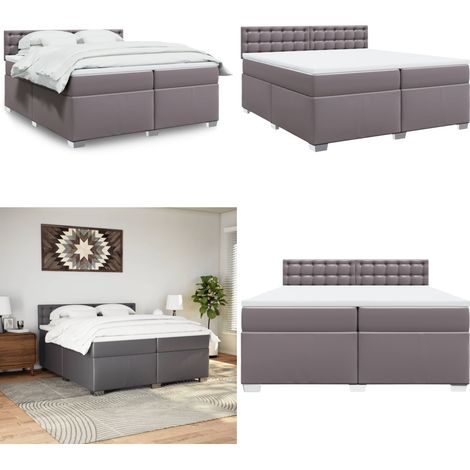Boxspringbett mit Matratze Grau 200x200 cm Kunstleder - Boxspringbett - Doppelbett - Bettsofa - Luxusbett - Gästebett - Home & Living (1/5)
