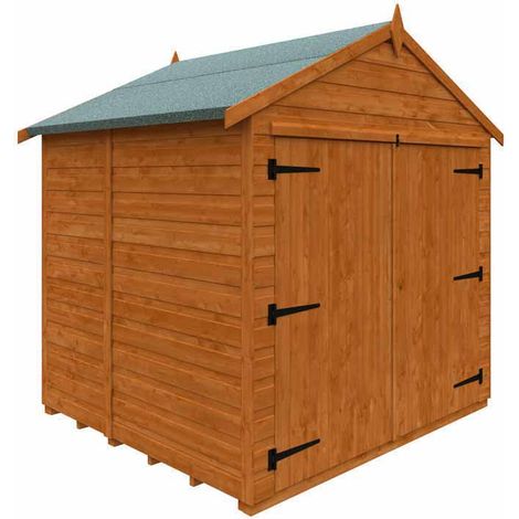 5x6 Flex Apex Bike Shed 12mm Flex - L158.8 x W175 x H195.3 cm - Solid Wood/Softwood/Pine - Burnt Orange