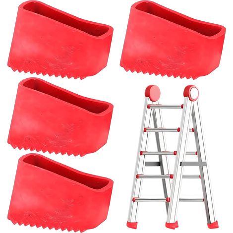 rouge,4 Pièces Couvre Pieds D'échelle, Pieds d'échelle en caoutchouc, pour Escaliers Revêtements en Caoutchouc Antidérapants, Coussin de Protection D'échelle pour échelles Télescopiques (1/5)