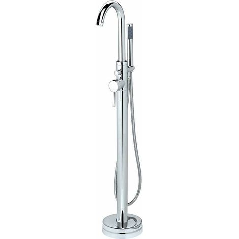 Blossom Modern Chrome Round Floor Mounted Freestanding Bath Shower Mixer Tap