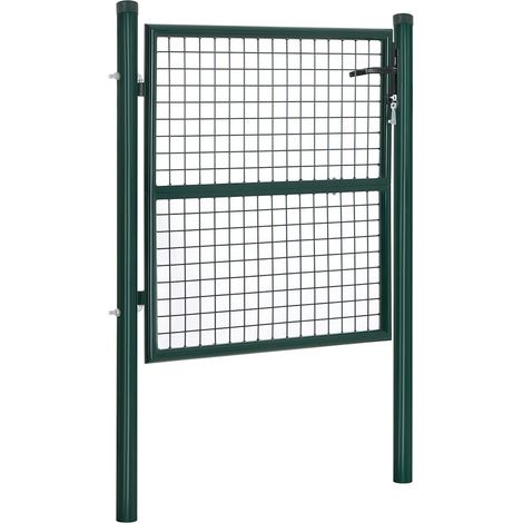 Puerta de jardín de acero galvanizado puerta de valla con cerradura manilla y llave 106 x 150 cm (ancho x alto) verde 120001910 (1/4)