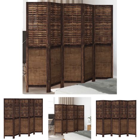 The Living Store 5-tlg. Raumteiler Dunkelbraun Massivholz Paulownia -  Raumteiler (1/5)