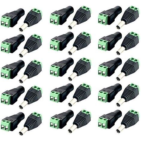 DC 12V Connector 30 Pieces DC Male and Female DC Connector Plug Adapter Power Cable Connector for LED Light Strip Light Tape Light Cable and CCTV Camera 2.1x5.5mm (1/5)