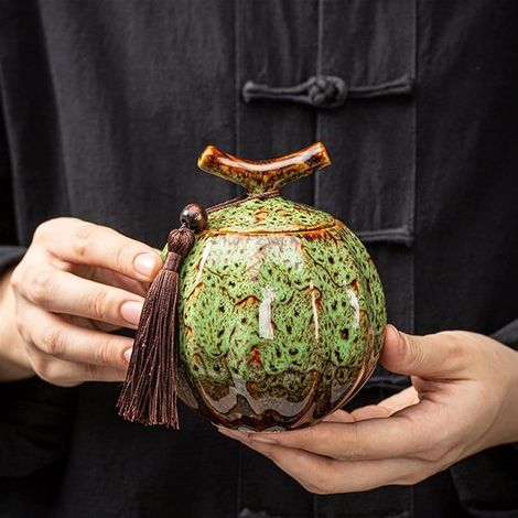 Teiere in ceramica - Scatola per il tè - Scatole per il tè in ceramica richiudibili di alta qualità - Scatole per il tè in gres sane, resistenti all'umidità e a tenuta d'aria - Scatola per il tè in ce (1/5)