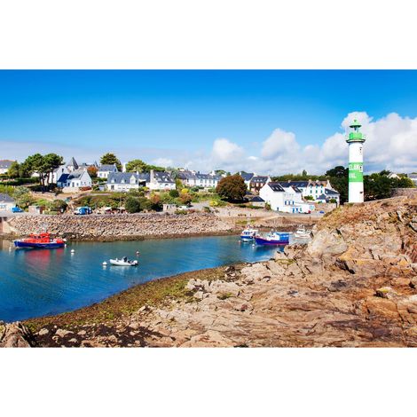 Tableau sur verre synthétique port de Doelan 65x97 cm - Impression sur Verre synthétique - Image HD  imprimée sur Verre synthétique - Tableau mural décoratif - Fabriqué en France (1/5)