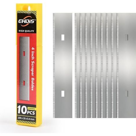 10 pcs Lames pour Grattoir, Grattoir Vitre Lames, Rechange Lame, pour Carrelage, Papier Peint, Colle, Miroir, La Table de Cuisson, 100mm, Acier Au Carbone