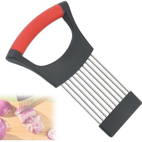 Coupe-Citron,Porte Tranche Oignons,Coupe-Légumes, Alimentaire Tranche Assistant,coupe oignon,Noir et rouge, 14.2 9.CM Aiguilles D'oignon (1/5)