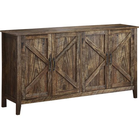 Sideboard im rustikalen Landhausstil  4 Türen  Küchen- und Wohnzimmer-Kommode  140x80x40cm  Modell Olivia  Farbe Eiche Rustic