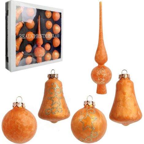 Set di 18 palline di vetro con parte superiore, colore arancione (1/5)