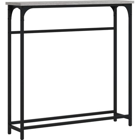 Table console meuble d'entrée 75 x 19,5 x 75 cm bois d'ingénierie gris et métal DEC032234