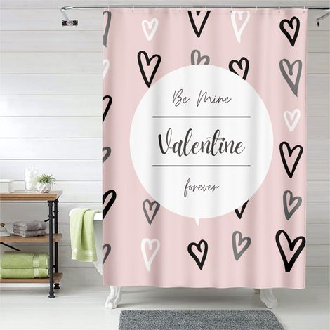 Rideau de douche cœurs modernes pastel, polyester imperméable, 180x180 cm (1/5)