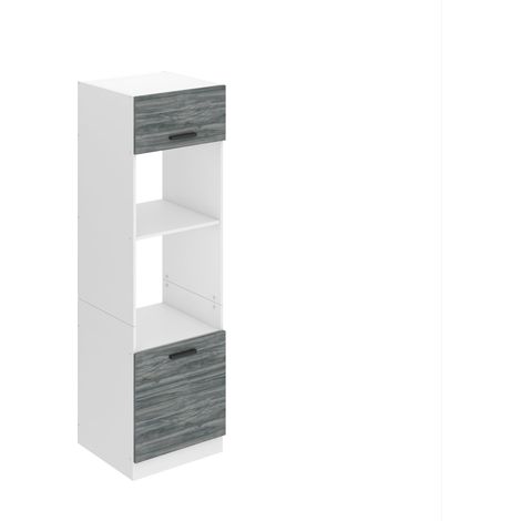 BELINI Mikrowelle Schrank Küchenschränke Hochschrank Küche Mikrowellenschrank 60 x 204 cm Küchenbuffet mit 2 Türen und 2 Regalen Kommode Küchenregal Glamour Wood (1/5)