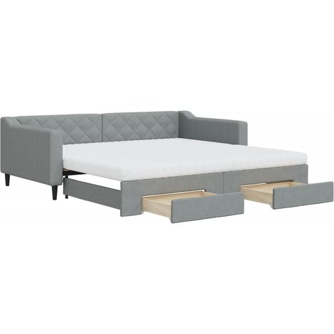 Maison Exclusive - Divano Letto Estraibile Cassetti Grigio Chiaro 100x200 Tessuto