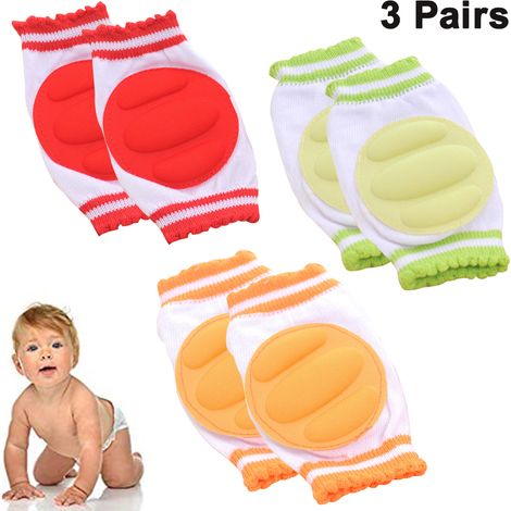 Genouillères Bébé - Anti-Dérapantes - Respirantes - Pour Ramper et Marcher - Coton Doux - 3 Paires - 11 x 9 cm (1/5)