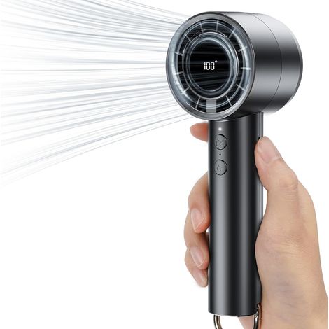 CCYKX Tragbarer Ventilator, 5 Geschwindigkeitsstufen mit USB-Ladeanschluss, Taschenventilator mit LED-Anzeige für Windgeschwindigkeit und Leistungsstufe (1/5)