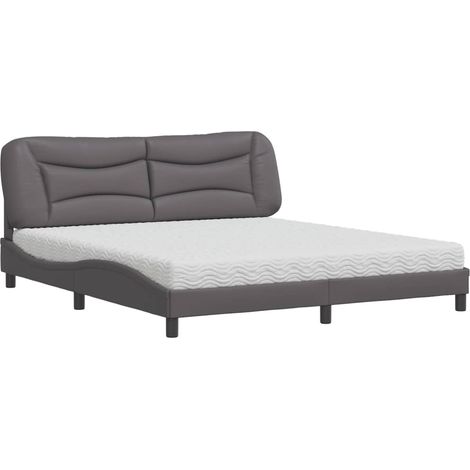 Maison Exclusive - Letto con Materasso Hvar Grigio 180x200 cm in Similpelle