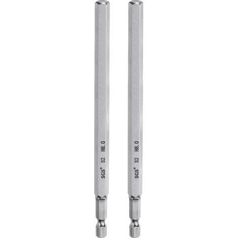 2pcs Foret à Tête Hexagonale 8mm (H8) Métrique 1/4" Tige Hexagonale 150mm (6") Long Embouts de Tournevis Magnétique Acier S2 Foret Hexagonaux à Pointe Plate pour Vis (1/5)