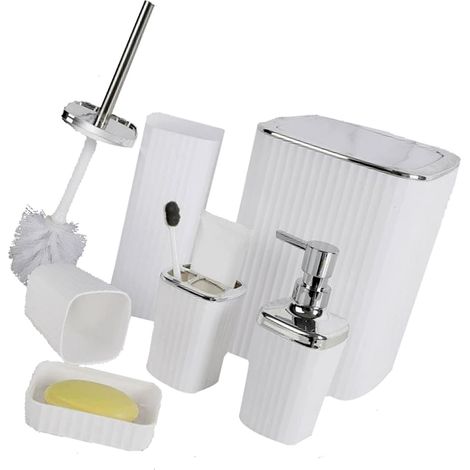 6 teiliges Badezimmer Set mit Zahnbürstenhalter