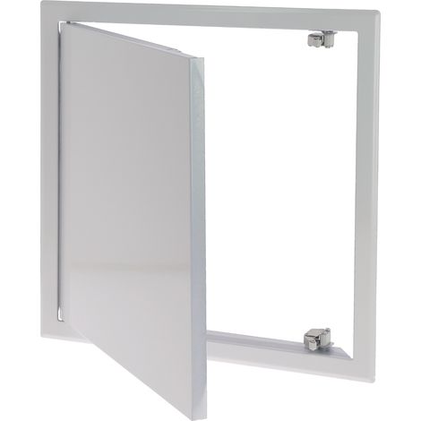 trappe de visite - 30 x 30 cm - a poussoir - en tôle d'acier zingué - blanc laqué - bizline 400301
