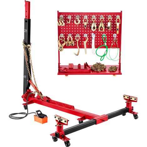 VEVOR Estrattore e Raddrizzatore per Carrozzeria, con Tensione 6T, Pompa Idraulica a Pedale e Perno Girevole, 16 Utensili di Raddrizzamento, per Officina, Berlina, SUV 2500 x 1900 x 2250 mm