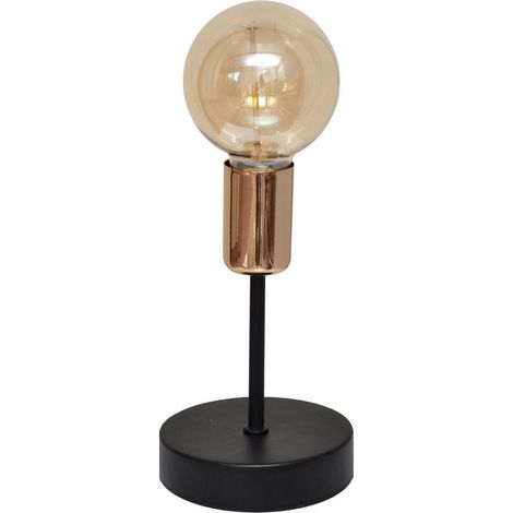 Helam TUBE Lampe à Poser Noir, Cuivre 12cm