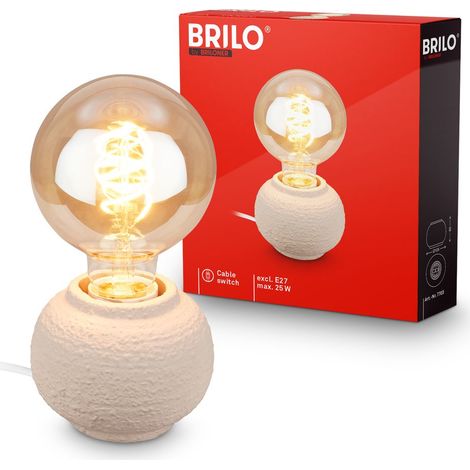 Briloner Lampe de table pied en céramique Ø10 x 8 cm douille E27 max. 25 W interrupteur sur le cordon beige - Lampe de chevet pour salon chambre couloir (1/5)