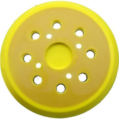 1 pièces 125mm Plateau de ponçage, Rond Disques de Ponçage à 8 Trous patin PU, pour ponceuse Plateau ponçage souple Remplacer (Jaune) (1/5)