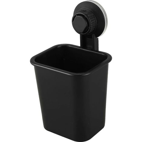 1 porte-brosse à dents à ventouse, support en plastique noir (1/5)