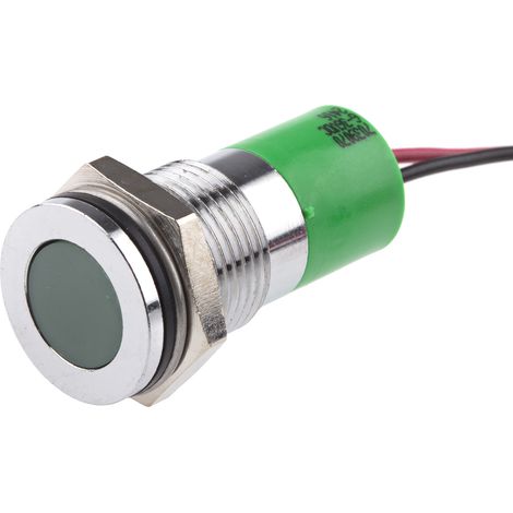 Voyant LED lumineux Vert RS PRO, dia. 14mm, 6 36V c.c., IP67 ( Prix pour 1 ) (1/2)