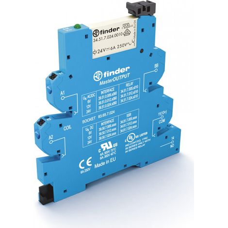Interface mécanique masterOUTPUT 1RT 6A 230 à 240V AC DC bornes auto FINDER 395182300060