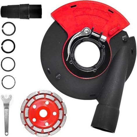 Hotte d'aspiration professionnelle pour meuleuses d'angle de 125 mm - aspiration et collecte des poussières, hotte pour ponceuses à sol et à béton, hotte de protection contre la poussière pour fraiseu (1/5)