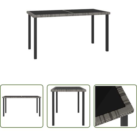 Terrassentisch -  Garten-Esstisch Grau 140x70x73 cm Poly Rattan (1/5)
