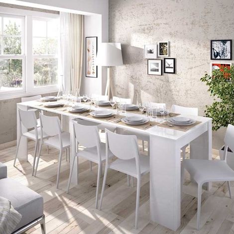 Befara – Table extensible Lexa XL – 5 positions – Longueur 54 à 239 cm – Mélamine haute résistance – Style moderne blanc