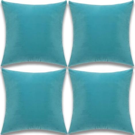 Housses de coussin décoratives en velours doux de qualité supérieure pour canapé-lit, lot de 4, bleu sarcelle, 45 x 45 cm (1/5)