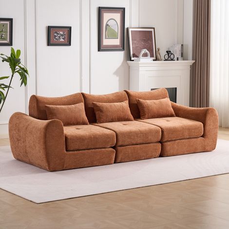 Canapé modulable en L avec fonction lit – canapé convertible 3 places, compact et sans montage
