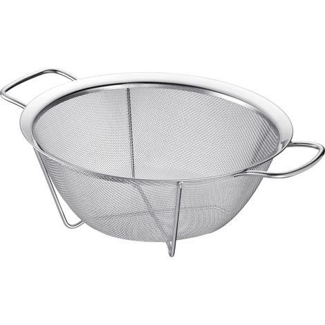 Tamis sur pied – Tamis en acier inoxydable à mailles fines avec base stable et poignées pour une manipulation facile, large bord, compatible lave-vaisselle – ø 22 cm